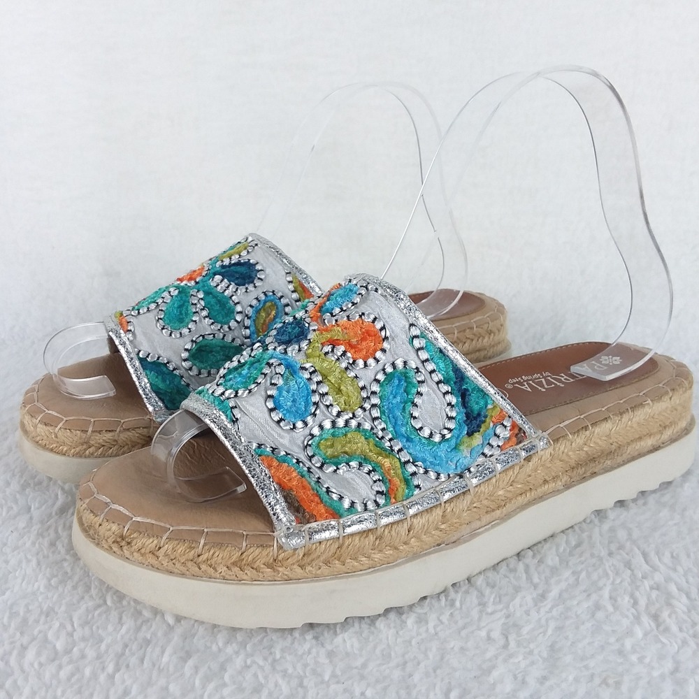Patrizia by Spring Step Embroidered Espadrille Platform Slide Sandals Women's 38